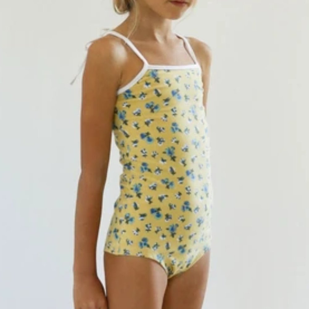 Yoli & Otis Girls 6Y Mustard Floral Fedor Swimsuit